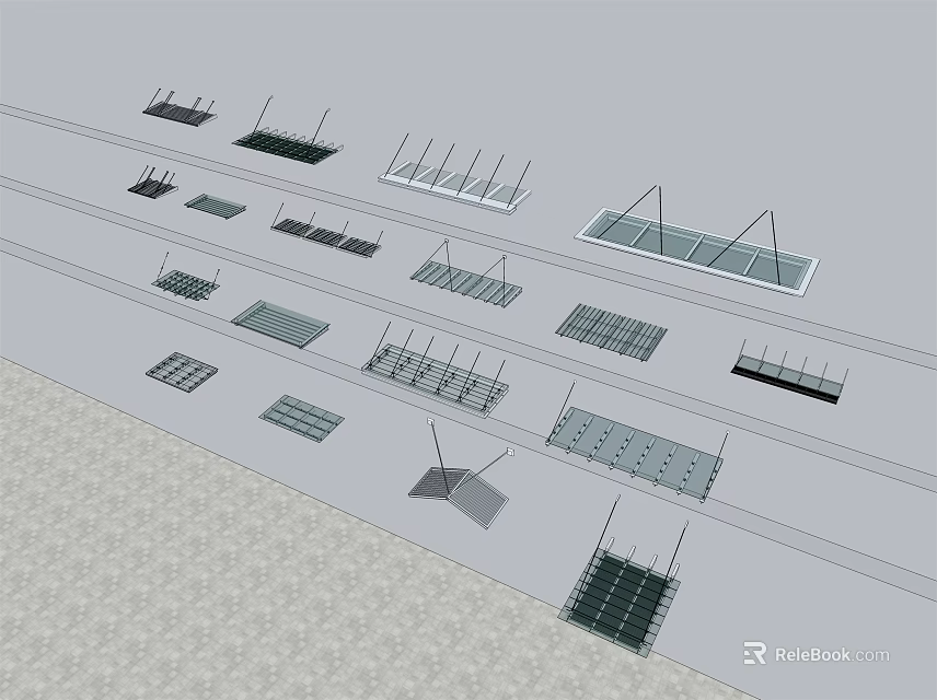 Various Outdoor Canopy Designs With Different Structures And Styles For Gardens 3d model