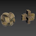 Wooden Building Blocks Featuring Spherical Interlocking Design And Cross Shaped Structure 3d model