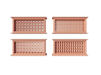 Red brick wall partition 3d model