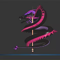 Purple Pink Dragon with Spikes Coiled on Blue Platform Display Model 3d model
