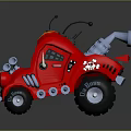 Red Cartoon Truck With Yellow Star Decoration And White Round Roof Parts