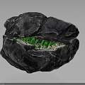 Split Black Rock Interior View With Green Crystals Inside Natural Formation 3d model