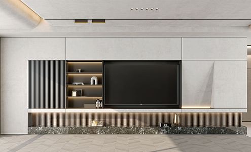 Modern TV background cabinet TV background wall 3d model