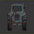 Vintage Blue Tractor With Retro Design Worn Appearance And Large Tires