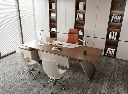 Modern manager office boss office desk and chair 3d model