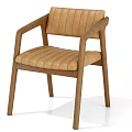 Modern Wooden Frame Dining Chair With Leather Seat And Stitched Details