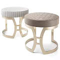 Elegant Modern Ottoman Stools with Leather Upholstery White and Brown Metal Frame Design