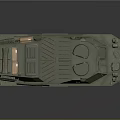 Green Armored Military Vehicle With Open Top Antenna And Large Wheels