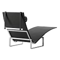 Modern Black Leather Lounge Chair With Metal Frame And Curved Design
