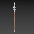 Medieval Spear Design With Sharp Metal Spearhead Wooden Shaft And Ornate Metal Accents