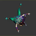 Vibrant Game Movie Character With Teal Hair Star Headdress Purple Dress Golden Accents Dynamic Pose