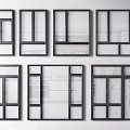 Various Window Styles with Black Frames and White Glass Panels 3d model