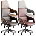 Modern Brown Leather Office Chair With Ergonomic Design Metal Base And Swivel Wheels