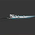 Futuristic Blue And White Sword With Streamlined Blade Glowing Accents And Shiny Reflection