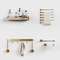 Gold Bathroom Accessories Set With Shelf Towel Rack Hook And Toilet Paper Holder