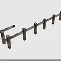 Rustic Wooden Fence with Peeling Paint Weathered Posts and Green Moss