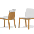 Modern Dining Chair with White Upholstered Seat and Natural Wooden Legs Design