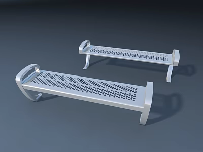 Two Modern Perforated Metal Outdoor Chairs with Sleek Design for Outdoor Use 3d model