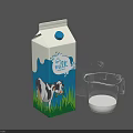 Fresh Milk Carton With Cow Illustration And Green Grass Background Near Glass Cups