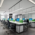 Modern Public Office Space With Spacious Desks Computers Green Plants And Bright Windows