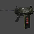 Black Tactical Submachine Gun With Red Magazine Muzzle Device And Ergonomic Grip 3d model
