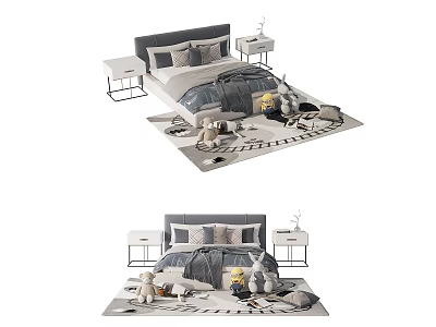 Modern Children's Bed Bed Double Bed Master Bedroom Bed Second Bedroom Boys' Bed 3d model