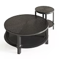 Black Round Coffee Table Set With Textured Surface And Modern Design 3d model