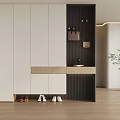 Modern Shoe Cabinet Design With White And Dark Storage Cabinets Hanging Hook And Wooden Top