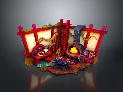 Blacksmith's Shop Forging Blacksmith's Shop Forging Cartoon Blacksmith 3d model