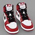 Stylish Nike High Top Red White Black Sneakers with Black Laces and White Sole