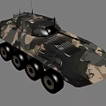 Armored Military Vehicle With Camouflage Paint Six Wheels Mounted Weapon And Antenna
