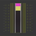 Modern Architectural Decorative Panel With Wavy Strips Colored Blocks And Black Dots