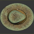 Vintage Green Hat Design With Yellow Woven Band And Text On Brim