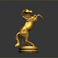 Golden Unicorn Decorative Statue In Rearing Stance With Shiny Pedestal Base