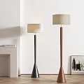 Modern Home Interior With Black And Brown Floor Lamps Tall Slim Design Light Shades