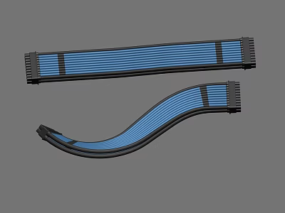 Blue Strips With Black Edges Straight And Curved Design Components 3d model