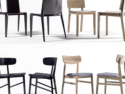 Modern Minimalist Leisure Chairs Featuring Wooden And Black Frame And Sleek Design Details 3d model