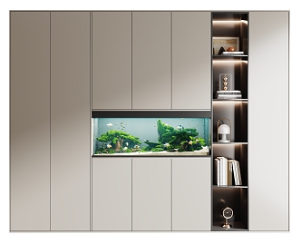 Embedded fish tank cabinet 3d model