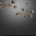 Modern Contemporary Chandelier with Glass Balls and Gold Metal Structure Design