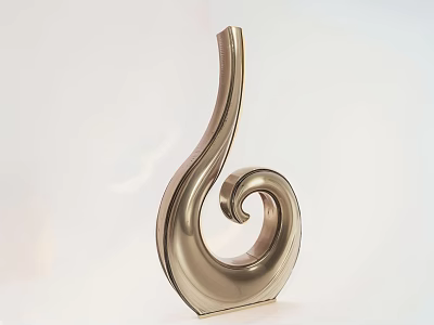Modern Metallic Decorative Ornament With Curved Spiral Design For Home Decor 3d model