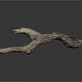 Natural Wood And Stone Decorative Branch With Green Accents And Textured Surface