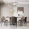 Modern Dining Table and Chair Combination 3d model