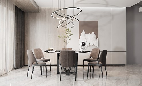 Modern Dining Table and Chair Combination 3d model