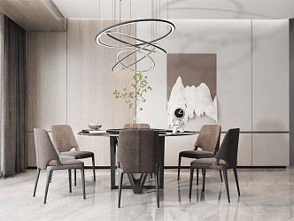 Modern Dining Table and Chair Combination 3d model