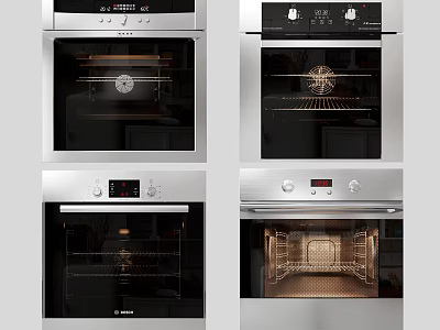 Stainless Steel Modern Kitchen Ovens With Different Functions And Digital Displays 3d model