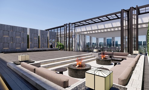 Roof Garden Modern Garden 3d model