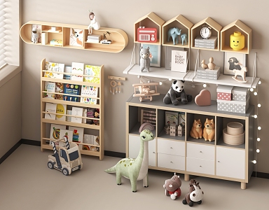 Modern Children's Storage Rack Bookcase Bookshelf Decoration Floor Type 3d model