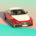 Red And White Two Tone Convertible Sports Car With Sleek Aerodynamic Design And Alloy Wheels