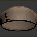Brown Felt Beret Hat With Black Trim And Decorative Buttons Fashion Accessory