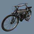Vintage Bicycle With Engine Featuring Classic Design Curved Handlebars And Leather Seat